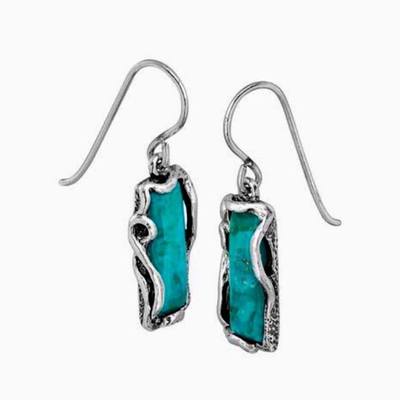 SILPADA Turquoise Cabochon Sterling Silver ‘Brighter Days’ Drop Earrings E5156TQ - Picture 2 of 3